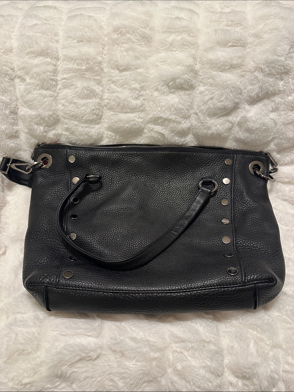 Hammitt Black Pebbled Leather Shoulder Bag with Stud Details